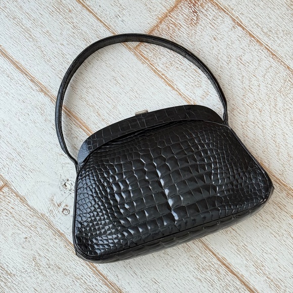 Manolo Blahnik Black Crocodile Top Handle bag - Picture 1 of 14